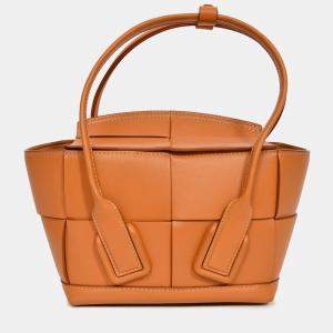 Pre Owned Bottega Veneta Brown Leather Intrecciato Acro Crossbody