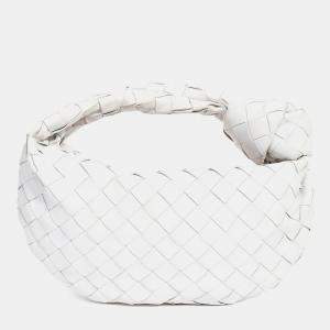 Pre Owned Bottega Veneta White Intrecciato Mini Jodie Bag