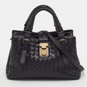 مملوكة مسبقًا Bottega Veneta Roma Mini Black Intrecciato Leather Tote