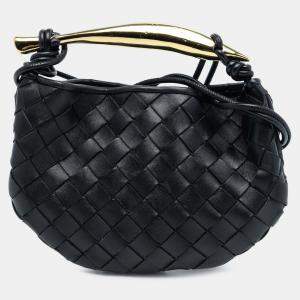 Pre Owned Bottega Veneta Black Baby Lambskin Intrecciato Sardine
