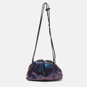 Pre Owned حقيبة جلدية براءة اختراع بوتيغا فينيتا ذا باوتش صغير بنفسجي أخضر