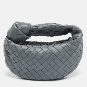 Pre Owned حقيبة هوهو بوتيغا فينيتا جودي مصغرة جلد إنتريشياتو رمادي