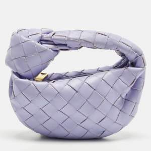 Pre Owned Bottega Veneta Candy Jodie Lilac Intrecciato Leather Bag