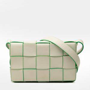 Pre Owned Bottega Veneta White Nappa Intrecciato Cassette Crossbody