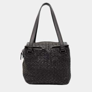 Pre Owned Bottega Veneta Black Nappa Intrecciato Square Handbag