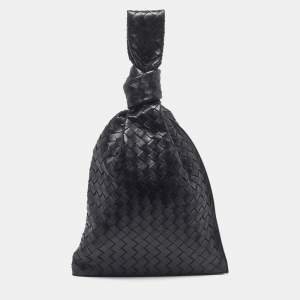 Pre Owned Bottega Veneta BV Twist Black Intrecciato Leather Clutch