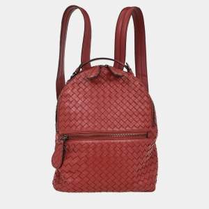 مملوكة مسبقًا Bottega Veneta Bordeaux Lambskin Intrecciato Backpack