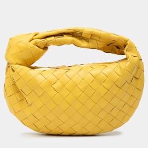 Pre Owned Bottega Veneta Yellow Mini Nappa Intrecciato Jodie