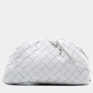 Pre Owned Bottega Veneta White Nappa Intrecciato The Mini Pouch Crossbody