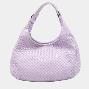 Pre Owned Bottega Veneta Purple Large Nappa Intrecciato Campana Hobo