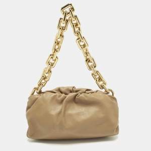 Pre Owned Bottega Veneta The Chain Pouch Brown Leather Bag