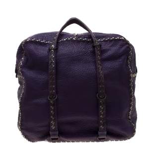Pre Owned Bottega Veneta Purple Leather Satchel
