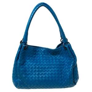 Pre Owned  Bottega Veneta Blue Intrecciato Leather Tote