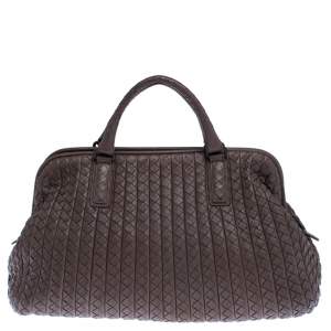 Pre Owned Bottega Veneta Brown Intrecciato Leather Satchel