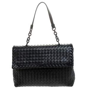 Pre Owned Bottega Veneta Black Leather Olimpia Chain Strap Shoulder Bag