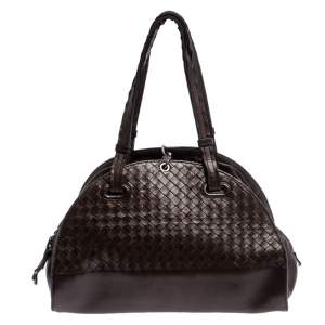 Pre Owned Bottega Veneta Brown Intrecciato Leather Satchel