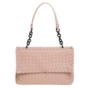 Pre Owned Bottega Veneta Blush Pink Intrecciato Leather Olimpia Shoulder Bag