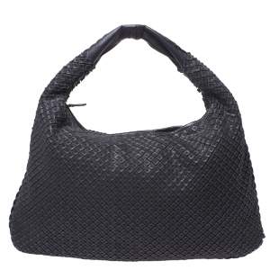Pre Owned Bottega Veneta  Black Leather Veneta Hobo