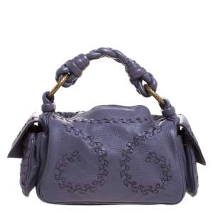 Pre Owned Bottega Veneta Purple Intrecciato Leather Cocker Shoulder Bag