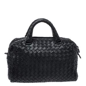 Pre Owned Bottega Veneta Black Intrecciato Leather Crossbody Bag