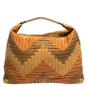 Pre Owned Bottega Veneta Multicolor Intrecciato Leather Sloane Hobo