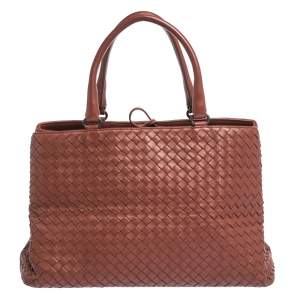 Pre Owned Bottega Veneta Copper Intrecciato Nappa Leather Tote