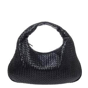 Pre Owned Bottega Veneta Black Intrecciato Nappa Leather Veneta Hobo