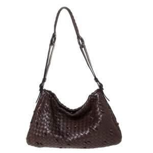 Pre Owned Bottega Veneta Brown Intrecciato Leather Shoulder Bag