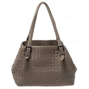 Pre Owned Bottega Veneta Grey Leather Cesta Tote
