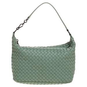 Pre Owned Bottega Veneta Pastel Green Intrecciato Leather Ciambrino Shoulder Bag