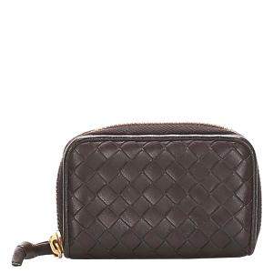 Pre Owned Bottega Veneta Black Leather Intrecciato Wallet