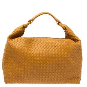 Pre Owned Bottega Veneta Mustard Intrecciato Leather Sloane Hobo