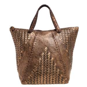 Pre Owned Bottega Veneta Copper Leather Cervo Tote