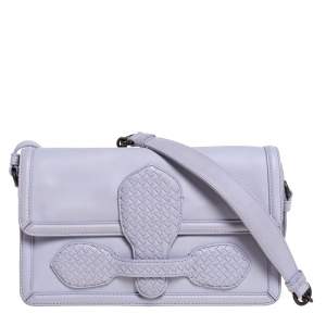 Pre Owned Bottega Veneta Light Lilac Leather Rialto Shoulder Bag