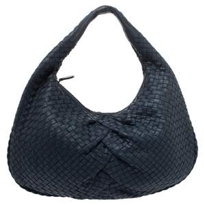 Pre Owned Bottega Veneta Teal Intrecciato Nappa Leather Veneta Hobo