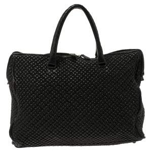 Pre Owned Bottega Veneta Quilted Black Leather Tote