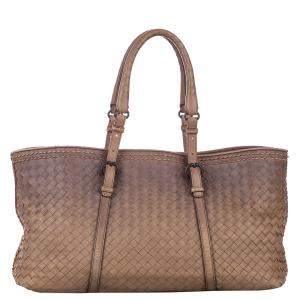 Pre Owned Bottega Veneta Brown Intrecciato Leather Tote Bag