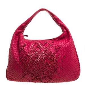 Pre Owned Bottega Veneta Red Intrecciato Nappa Leather Veneta Hobo
