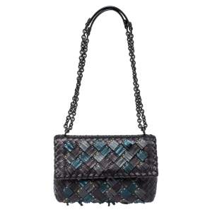 Pre Owned Bottega Veneta Metallic Leather Small Olimpia Plume Shoulder Bag