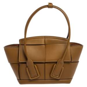 Pre Owned Bottega Veneta Seaweed Green Leather Acro Mini Tote