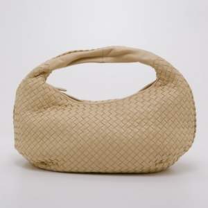 Pre Owned Bottega Veneta Cream Intrecciato Leather Medium Belly Veneta Hobo