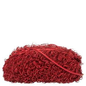 Pre Owned Bottega Veneta Red Leather The Sponge Clutch Bag