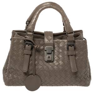 Pre Owned Bottega Veneta Dark Beige Intrecciato Leather Roma Tote