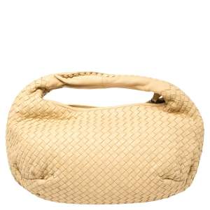Pre Owned Bottega Veneta Beige Intrecciato Leather Medium Hobo