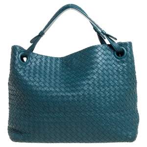 Pre Owned Bottega Veneta Green Intrecciato Leather Garda Tote