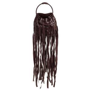 Pre Owned Bottega Veneta Brown Leather Fringe Small Pouch