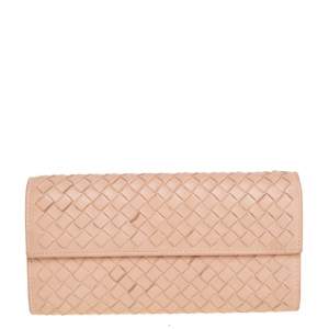 Bottega Veneta Peach Intrecciato Leather Continental Wallet