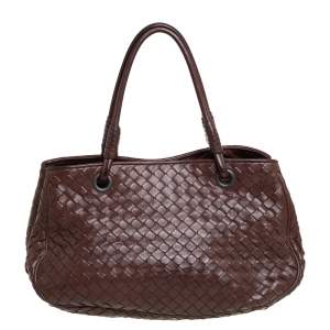 Pre Owned Bottega Veneta Brown Leather Intrecciato Tote