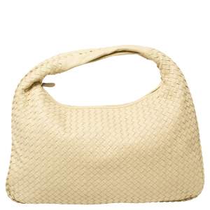 Pre Owned Bottega Veneta Yellow Intrecciato Leather Large Veneta Hobo