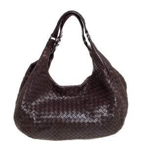 Pre Owned Bottega Veneta Brown Intrecciato Nappa Leather Campana Hobo